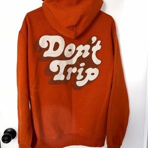 Don't Trip Graphic Hoodie - Rust Orange Men's Sweatshirt